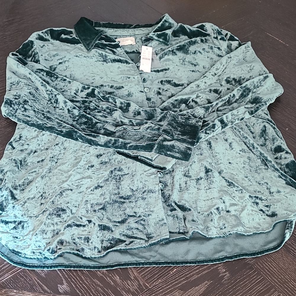 NWT J. Crew Covered-button shirt in velvet